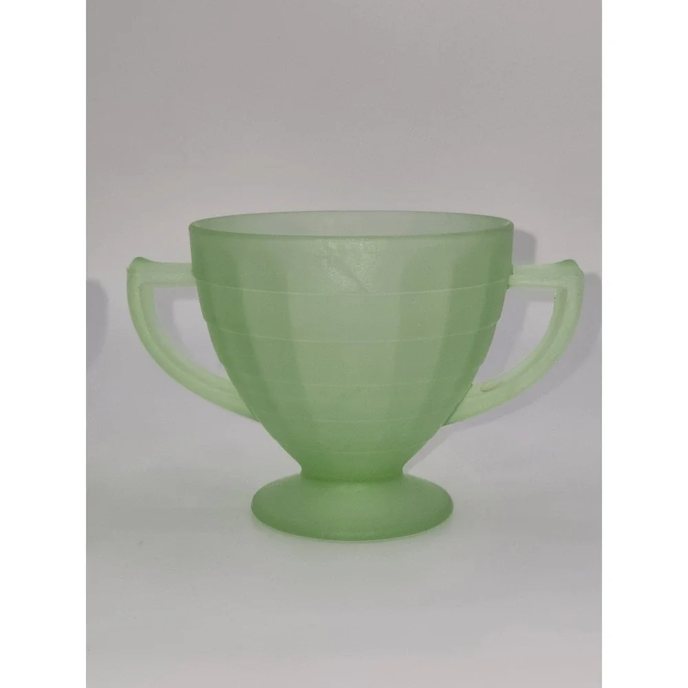 Uranium Glass Green Cups Attributed‎ to Hocking 3 Inch UV Glow Set of 2